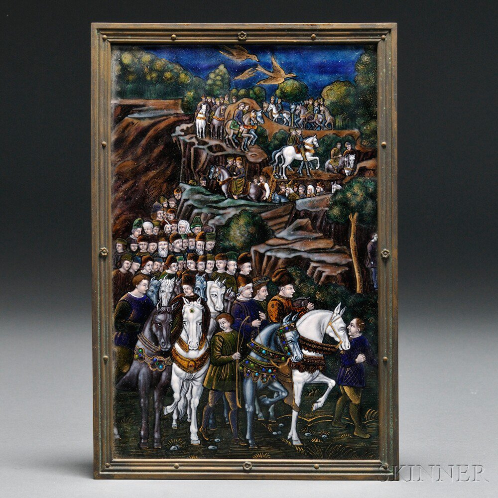 Appraisal: Limoges Enamel on Copper Plaque Depicting the Procession of the