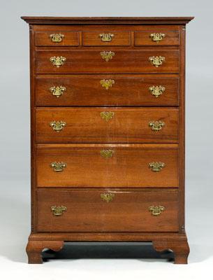 Appraisal: North Carolina Chippendale tall chest walnut with poplar white pine