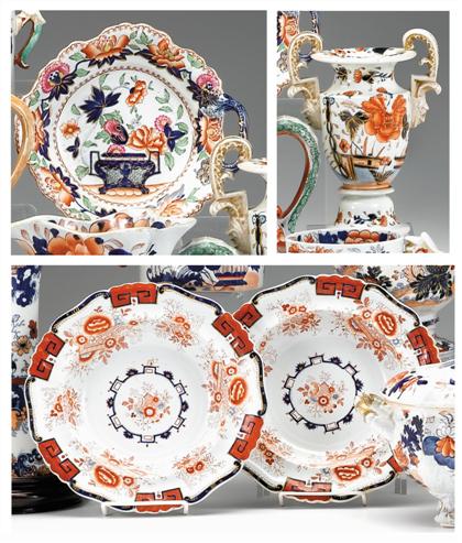 Appraisal: Group of Imari palate and gilt decorated ironstone items th