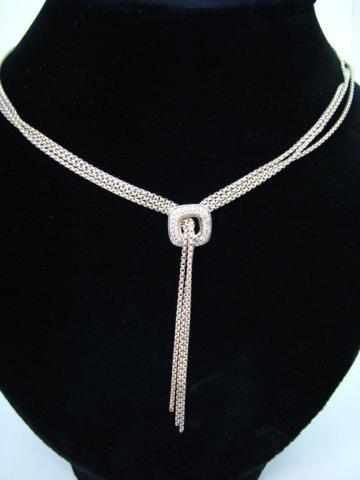 Appraisal: A David Yurman sterling silver lariat style necklace with triple