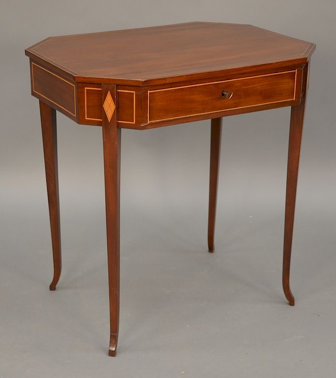 Appraisal: Continental mahogany eight sided stand with inlay and one drawer