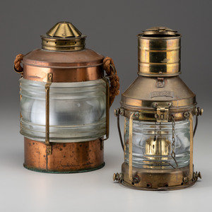 Appraisal: Two Brass and Copper Ship's Lanterns Late th Early th