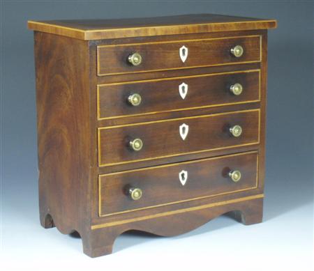 Appraisal: A George III mahogany miniature 'Apprentice' chest of drawers of