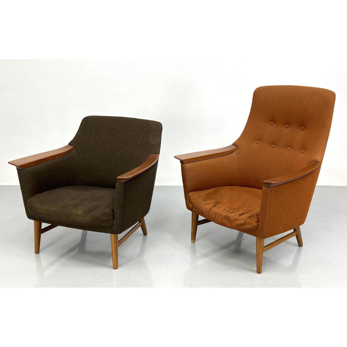 Appraisal: pcs STRANDA INDUSTRI Danish Modern Teak Lounge Chairs His and