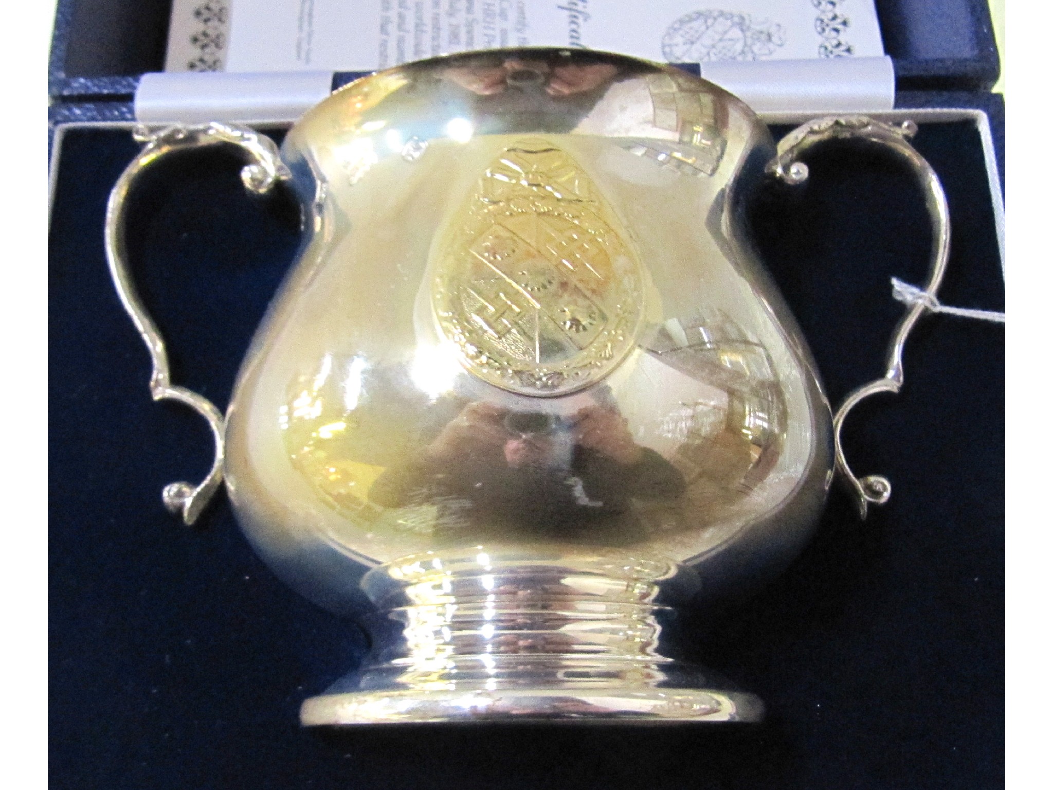 Appraisal: A cased silver loving cup commemorating Prince Charles and Lady