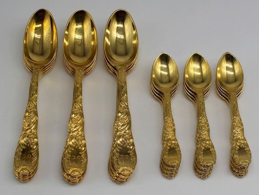 Appraisal: STERLING Tiffany Co Chrysanthemum Spoons Includes Tiffany Co Chrysanthemum demitasse