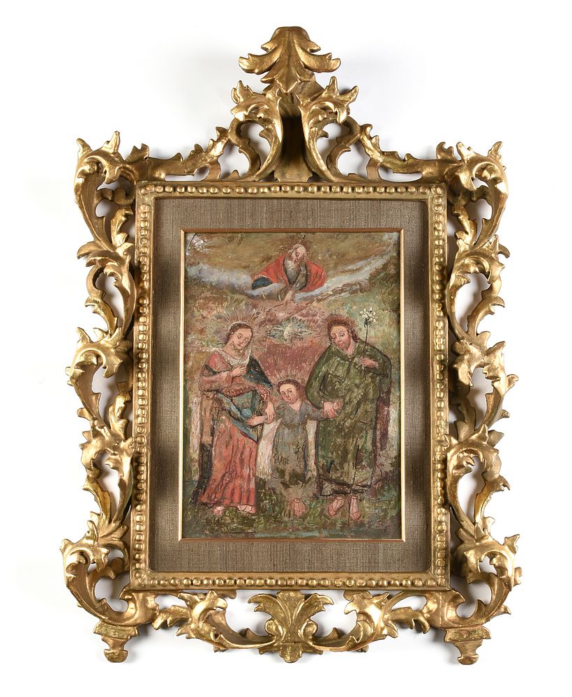 Appraisal: A SPANISH COLONIAL RETABLO The Holy Family MEXICO TH CENTURY