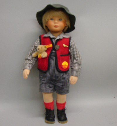 Appraisal: Lot Vinyl cloth tagged Sigi boy doll with a tan