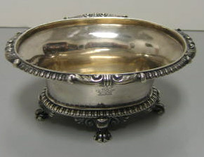 Appraisal: PAUL STORR LONDON English silver oval footed salt cellar with