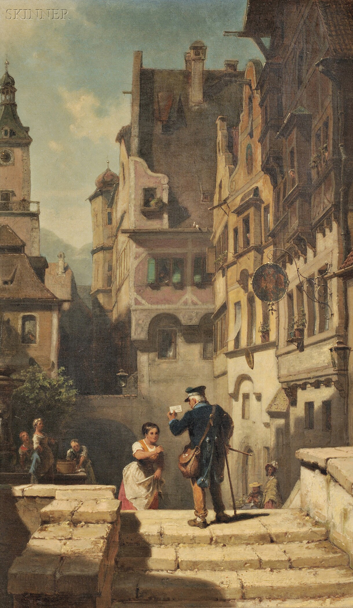 Appraisal: Carl Spitzweg German - Der Brieftr ger c Signed with