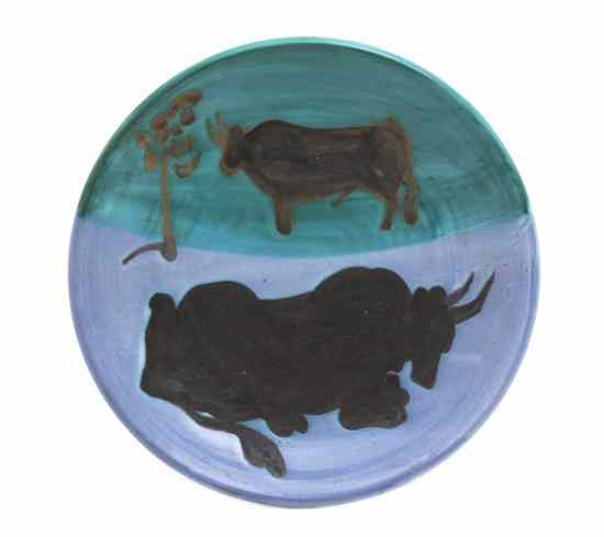 Appraisal: Pablo Picasso Spanish - Toros glazed ceramic plate edition of