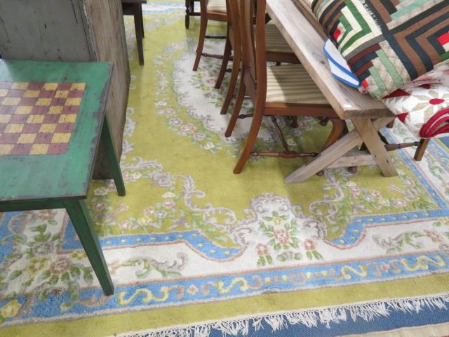 Appraisal: Chinese Handmade Sculptured Wool Rug floral green field pastels '