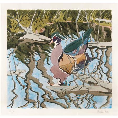 Appraisal: Neil Welliver WOOD DUCK Hand-colored etching Estimate -