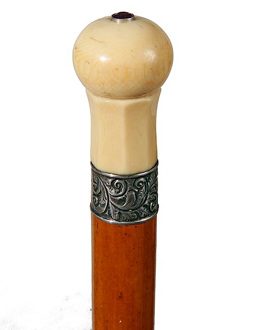 Appraisal: Ivory and Amethyst Dress Cane Ca - Ivory knob handle