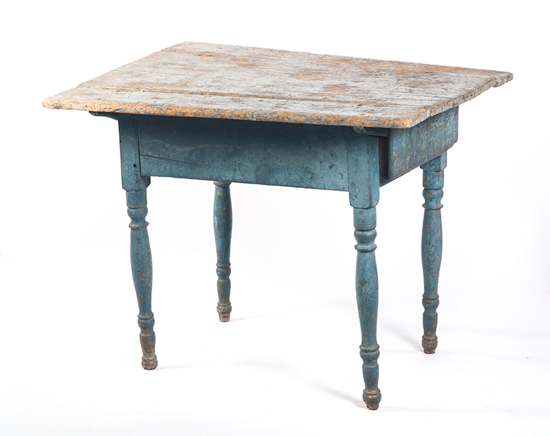 Appraisal: AMERICAN PAINTED WORK TABLE Sheraton table with a battened top