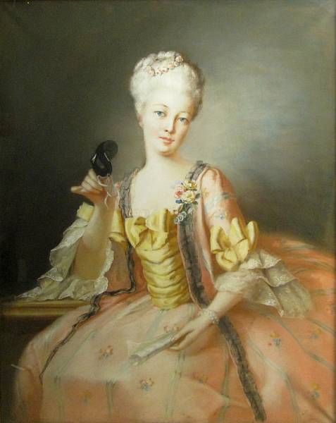 Appraisal: French School An elegant lady holding a mask pastel on