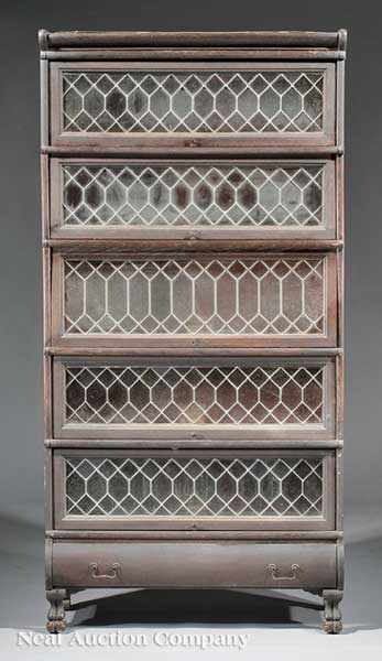 Appraisal: An American Carved Oak Barristers Bookcase F E Hale Manufacturing