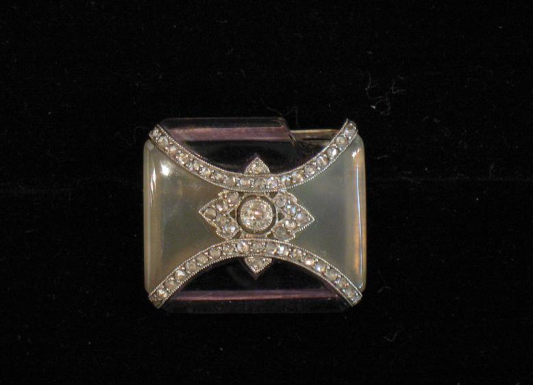 Appraisal: SEGUD A FRENCH ART DECO TABLET BROOCH formed from chalcedony