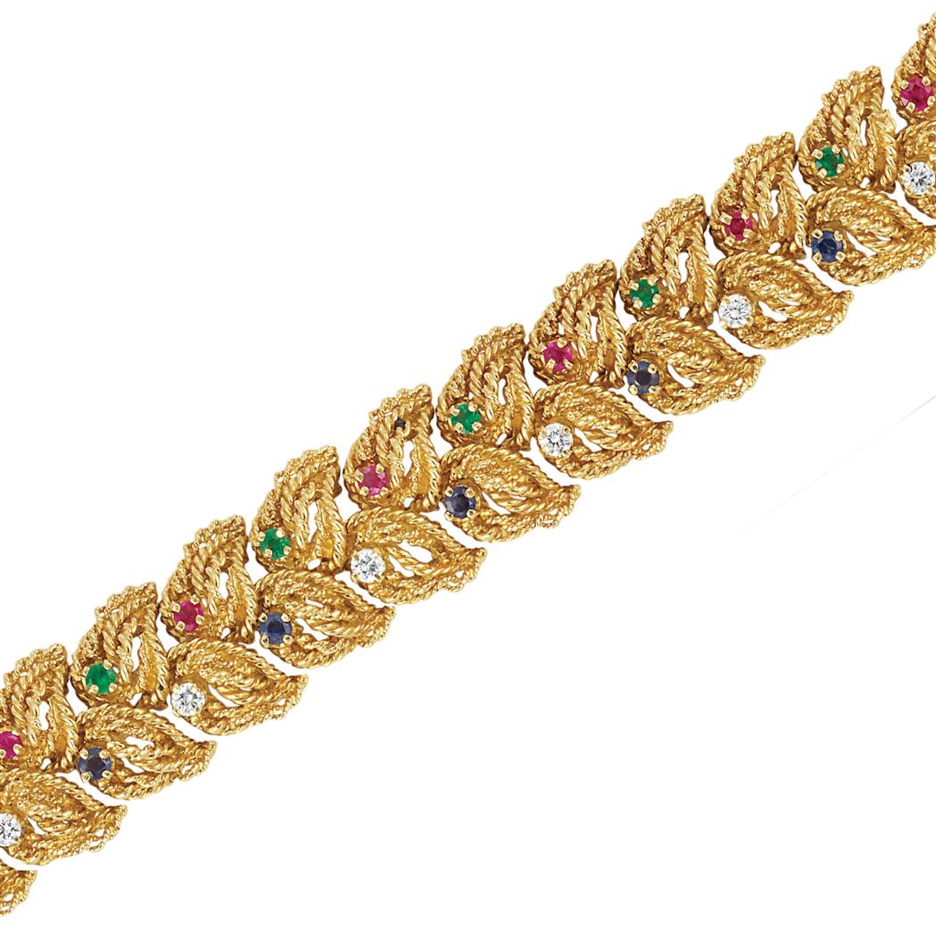 Appraisal: Gold Diamond and Gem-Set Bracelet Tiffany Co kt diamonds ap