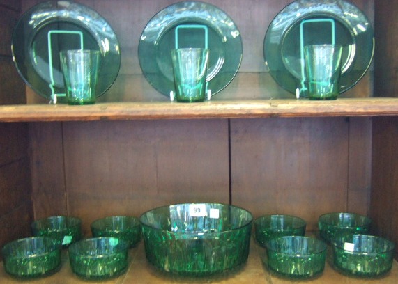 Appraisal: A quantity of pressed green glass by Arcorol France