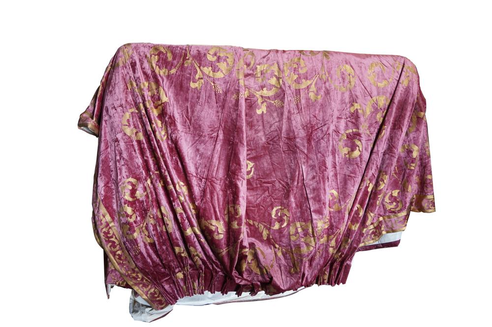 Appraisal: SIX GILT-STAMPED CURTAIN PANELSone panel inches wide inches high Condition