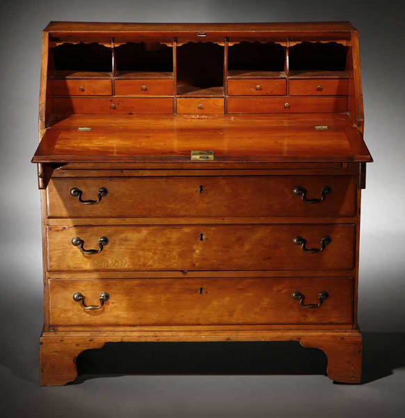 Appraisal: A Chippendale maple slant front bureau A Chippendale maple slant