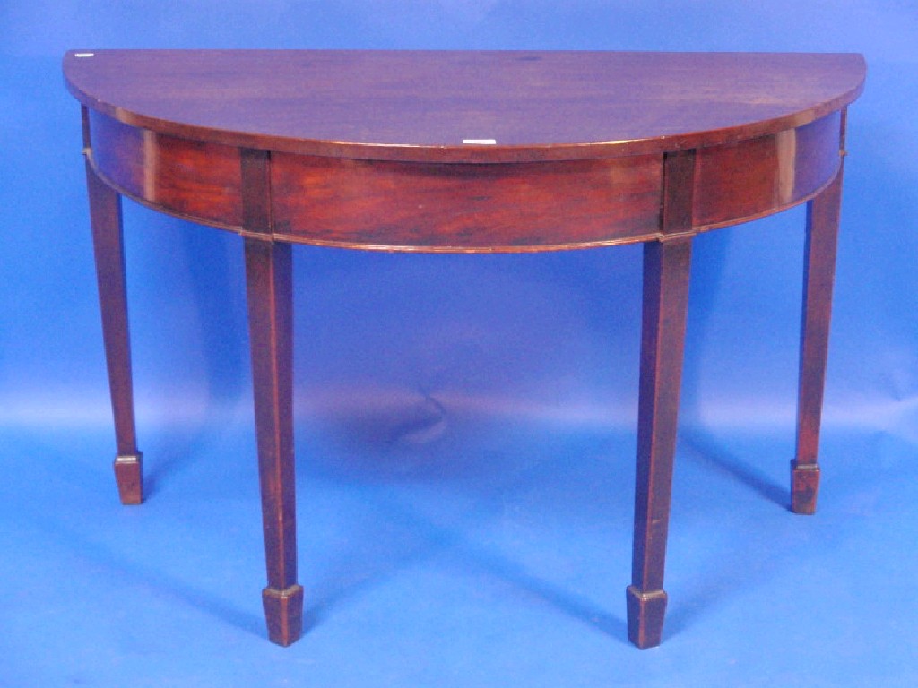 Appraisal: A Georgian heavy 'D' end mahogany table on square taper