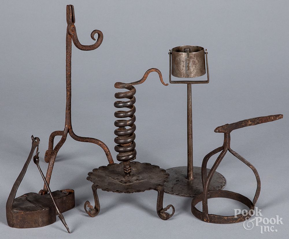 Appraisal: Iron lighting th th c Iron lighting th th c