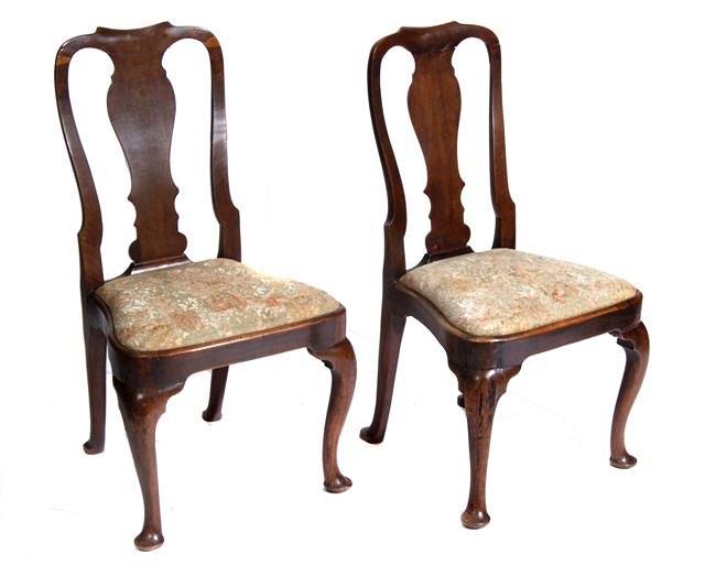 Appraisal: A PAIR OF ANTIQUE QUEEN ANNE STYLE WALNUT ARMCHAIRS with