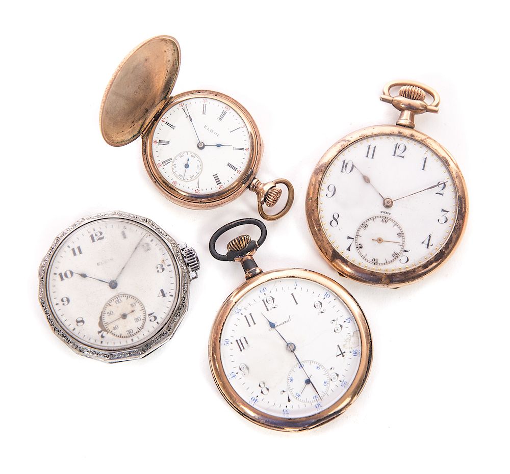 Appraisal: Elgin Howard Swiss Fancy Dial Pocket Watches Good original condition