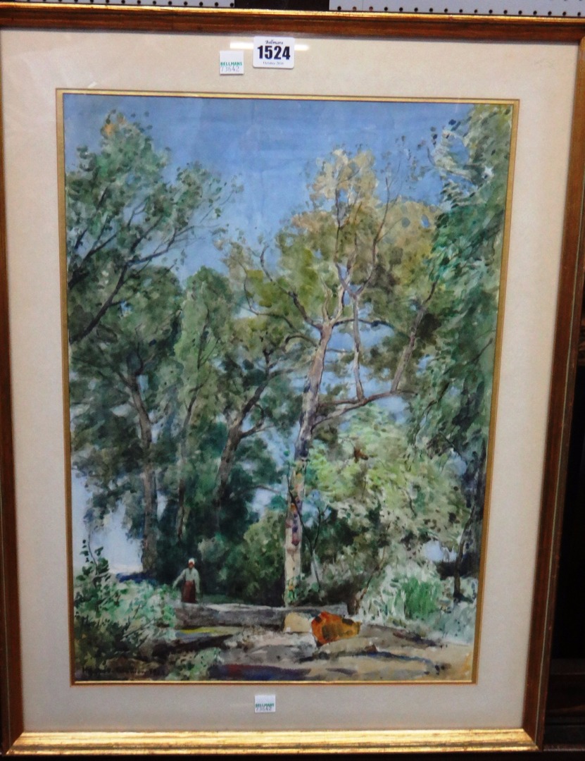 Appraisal: Sir Herbert Edwin Pelham Hughes-Stanton - A figure amongst trees