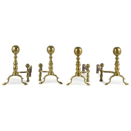 Appraisal: Two Pairs of Federal Brass Andirons Estimate -