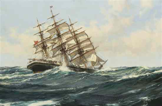 Appraisal: Montague Dawson British - Hurrying Seas oil on canvas signed