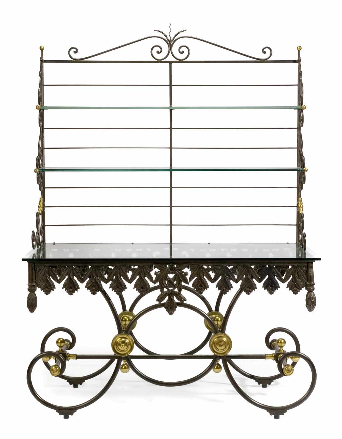 Appraisal: A French brass and patinated metal baker's rack height in