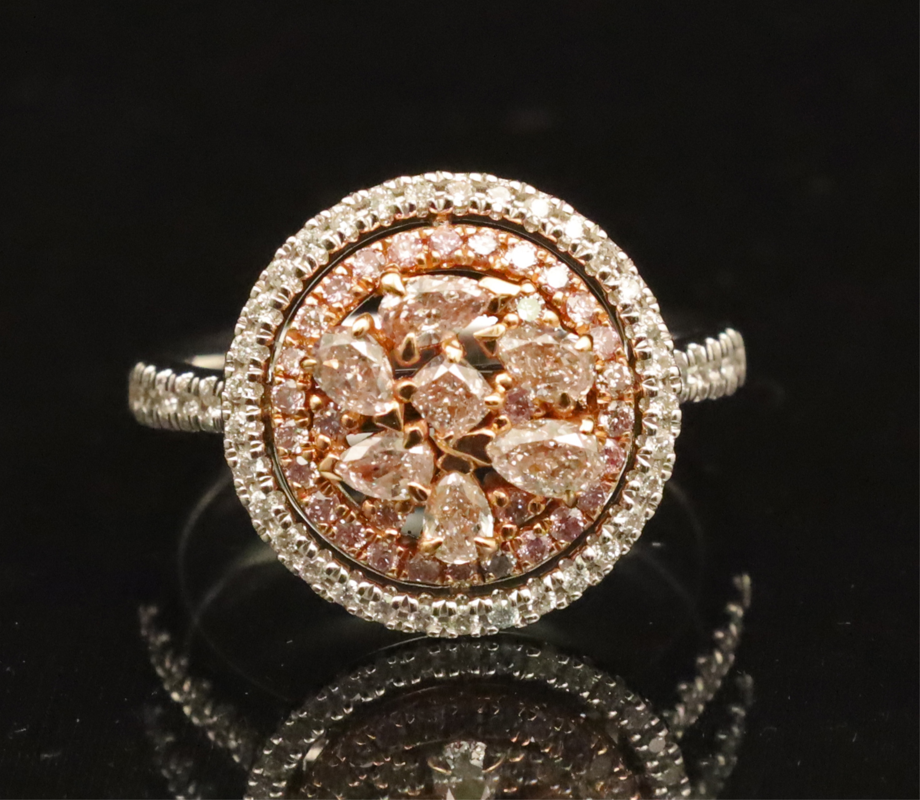 Appraisal: K GOLD PINK DIAMOND RING K Rose and white gold