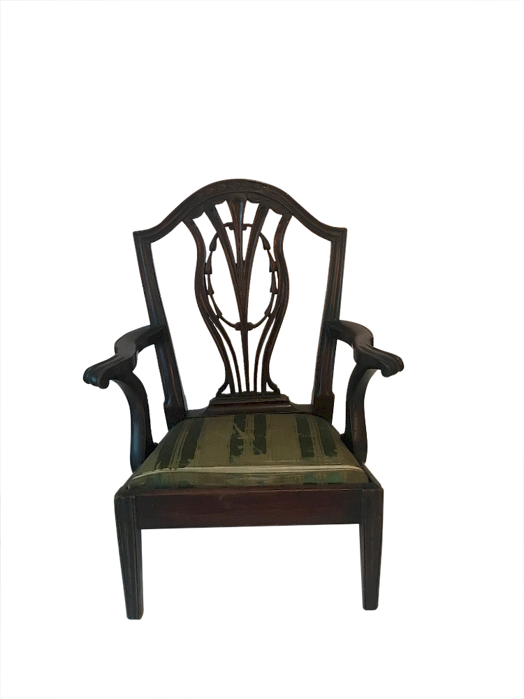 Appraisal: Miniature Hepplewhite Chair Miniature Hepplewhite Chair Miniature Hepplewhite chair mahogany