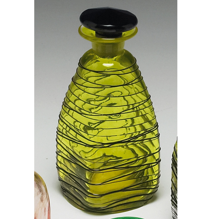 Appraisal: Steuben perfume bottle and stopper Bristol yellow with applied black