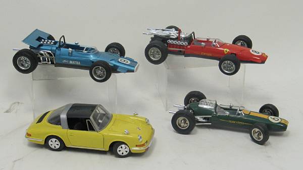 Appraisal: Schuco Grouping Lot includes assorted German racecars including boxed Porsche