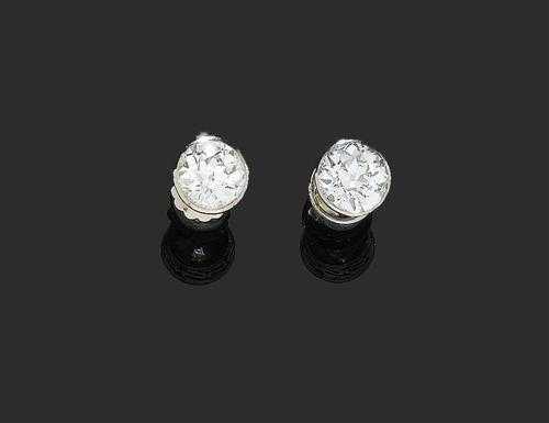 Appraisal: DIAMOND STUD EARRINGS ca White gold Attractive solitaire earrings with