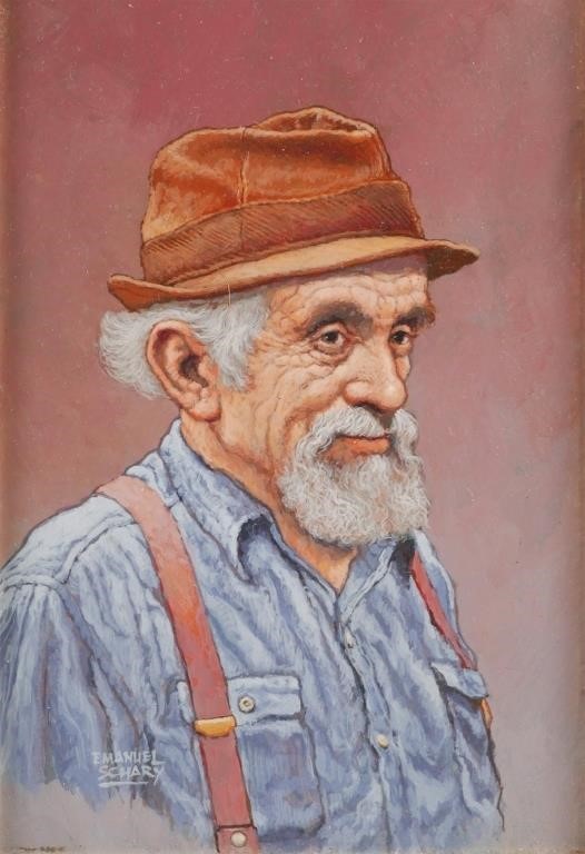 Appraisal: Oil on board portrait of a man by Emanuel Schary