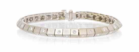 Appraisal: A Karat White Gold and Diamond Bracelet containing round brilliant