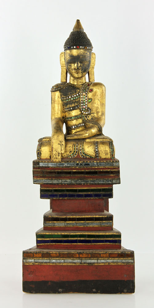 Appraisal: - th C Burmese Seated Buddha th century Burmese seated