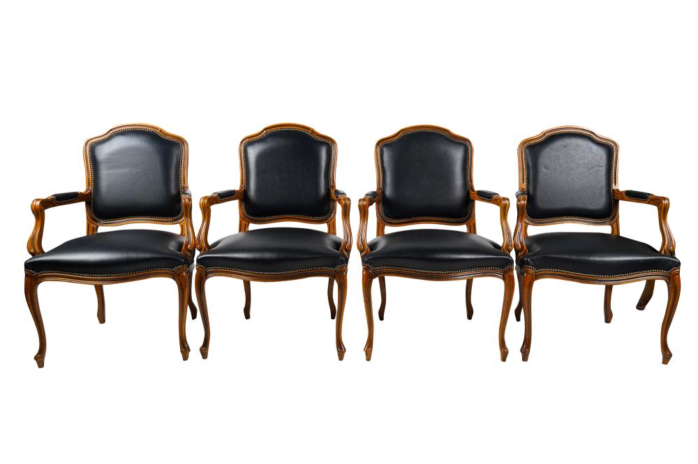 Appraisal: SET OF FOUR LOUIS XV STYLE FAUTEUILS th century with