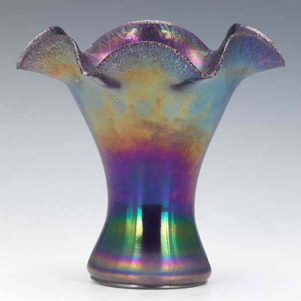 Appraisal: LOETZ STYLE ART GLASS VASE WITH PEACOCK IRIDESCENCE Art glass