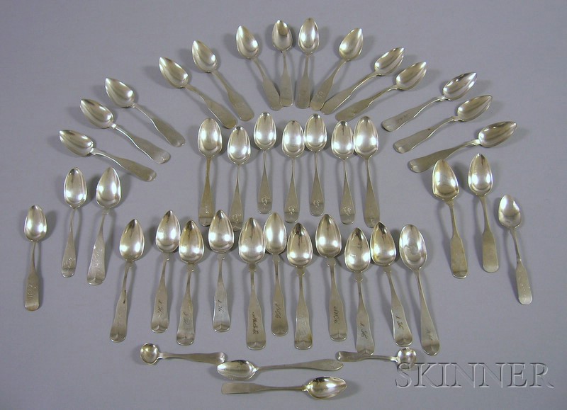 Appraisal: Approximately Forty-one Coin Silver Teaspoons makers include W M Patton