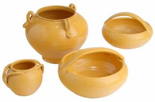 Appraisal: Four Pieces Cole Pottery all pieces with yellow glaze three