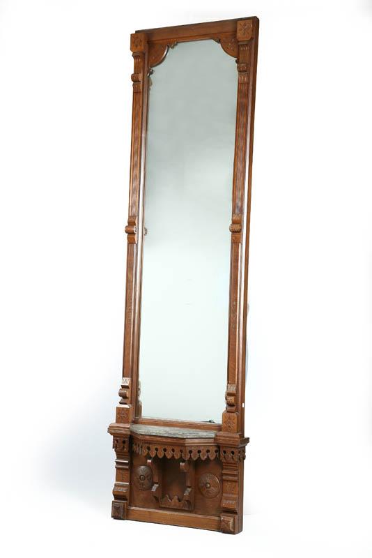 Appraisal: PIER MIRROR Eastlake style walnut mirror with reeded and incised