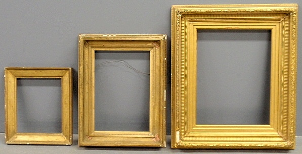 Appraisal: - Three vintage gilt picture frames largest x -