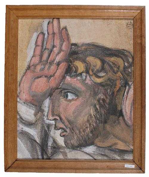 Appraisal: BARRAUD MAURICE Geneva Astonished man Fresco on stone Monogram upper