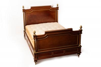 Appraisal: A Louis XIV gilt metal mounted double bed the posts